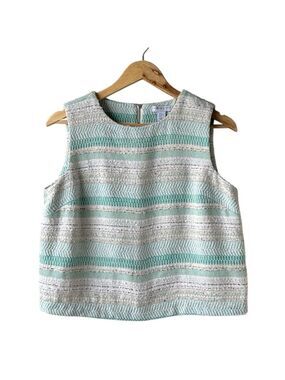 KATHERINE BARCLAY MONTREAL Multicoloured Striped Woven Tweed Top Size Medium